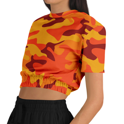 Camo Crop Top Sweatshirt | Orange & Red Camouflage