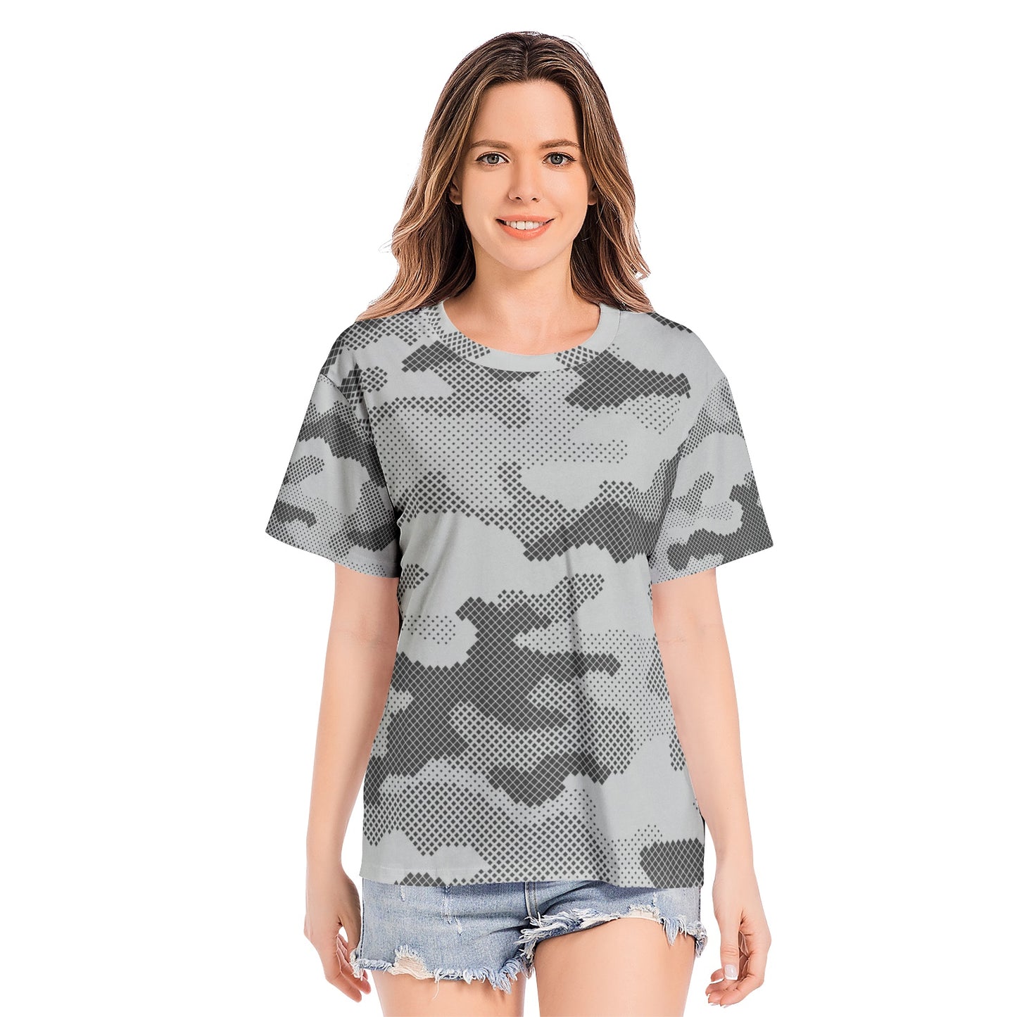 Camo T-shirt | Cotton | Unisex | Gray Digital Camouflage