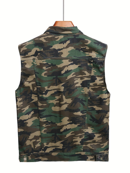 Men's Camouflage Denim Jacket | Lightweight Mixed Color