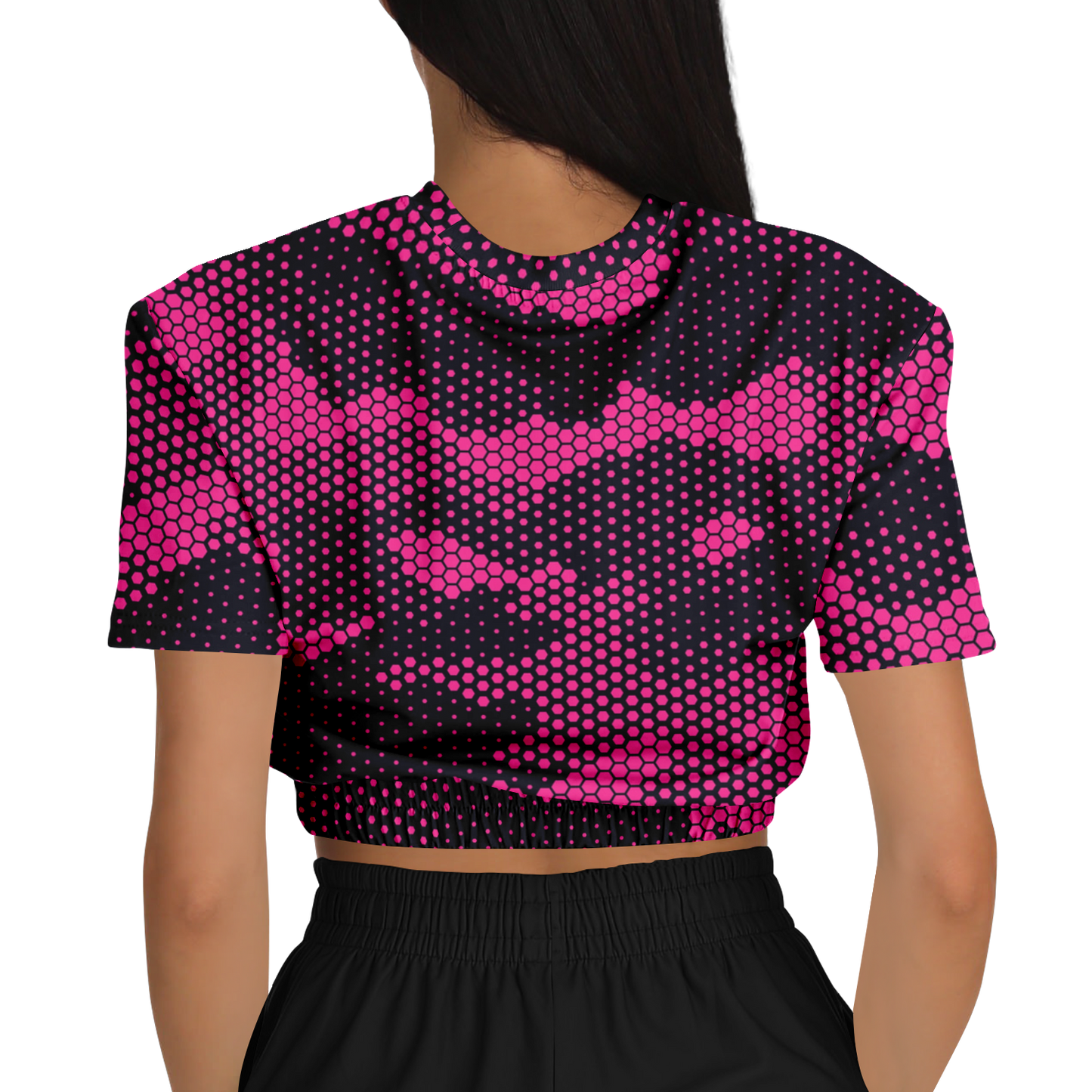 Camo Crop Top Sweatshirt | Pink Digital Dotted Hexagonal