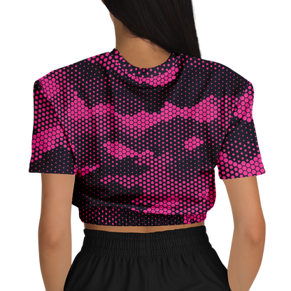 Camo Crop Top Sweatshirt | Pink Digital Dotted Hexagonal