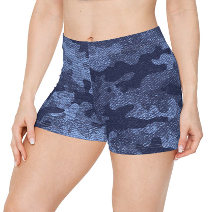 Women's Camo Shorts | Tight Fit | Denim Blue Camouflage