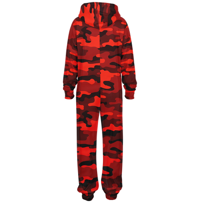 Camo Onesie | Scarlet Red and Black Camouflage