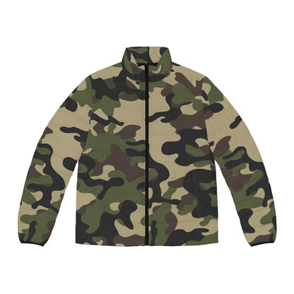 Brown Camo Puffer Jacket | Classic Military Camouflage