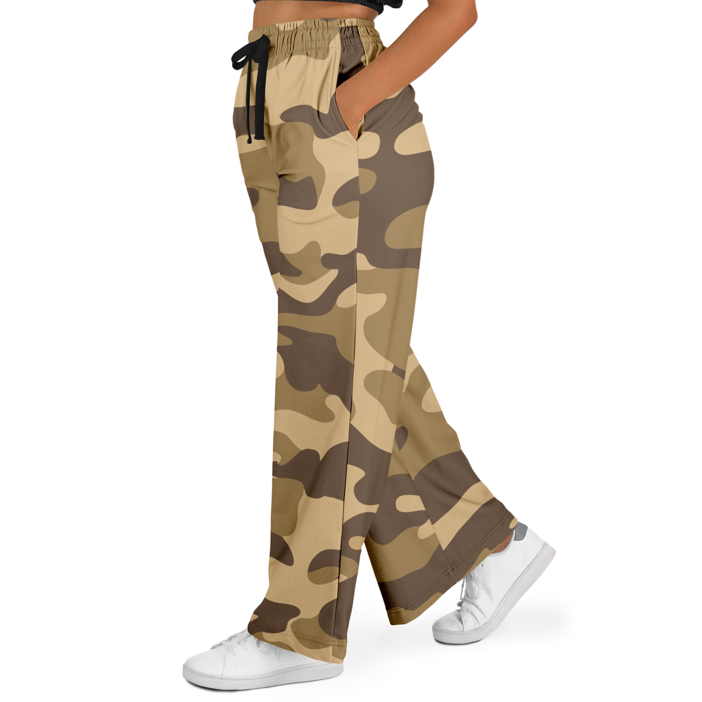 Camo Wide Leg Pants | Khaki Camouflage