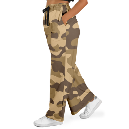 Camo Wide Leg Pants | Khaki Camouflage