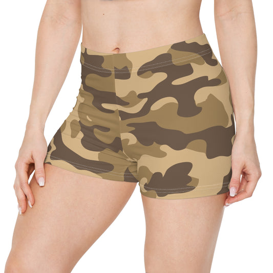 Women's Camo Shorts | Tight Fit | Khaki Camouflage