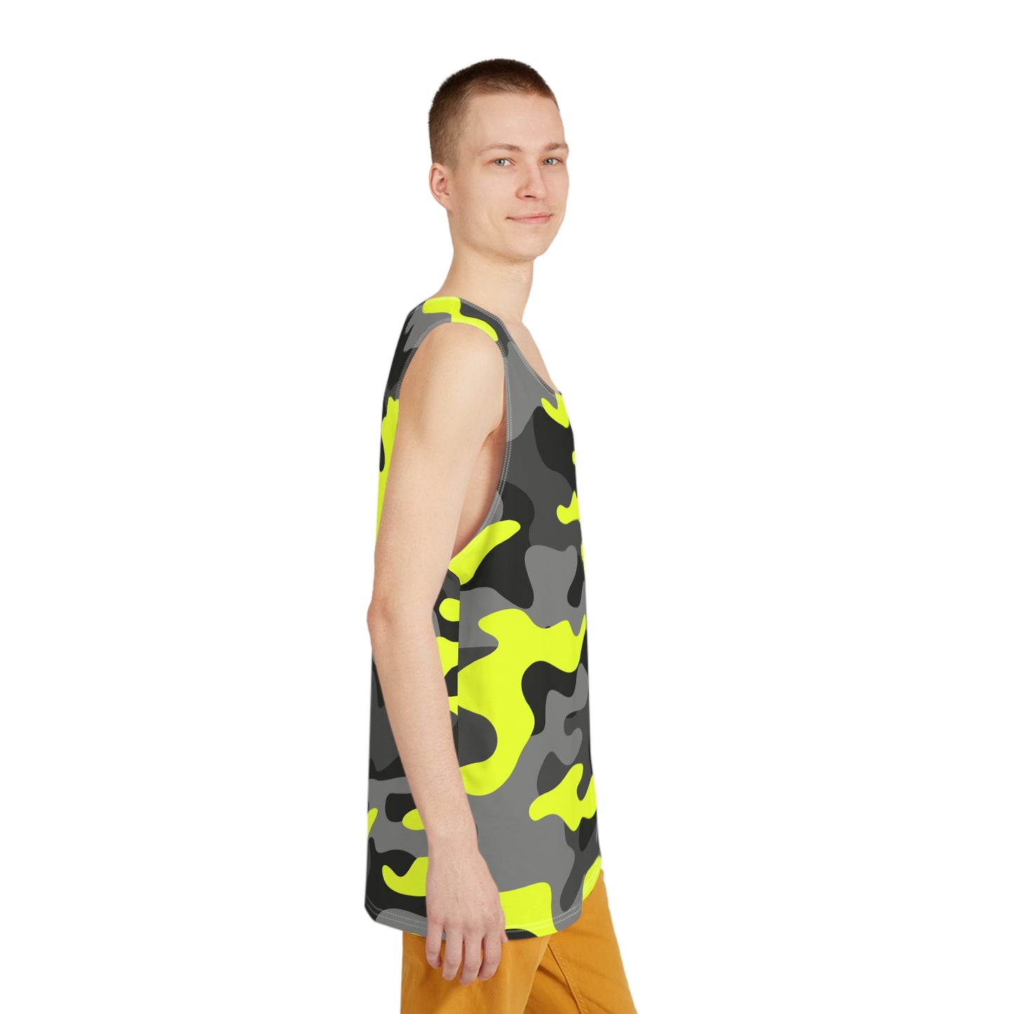 Men's Camo Tank Top | Yellow, Black, and Gray | Loose Fit