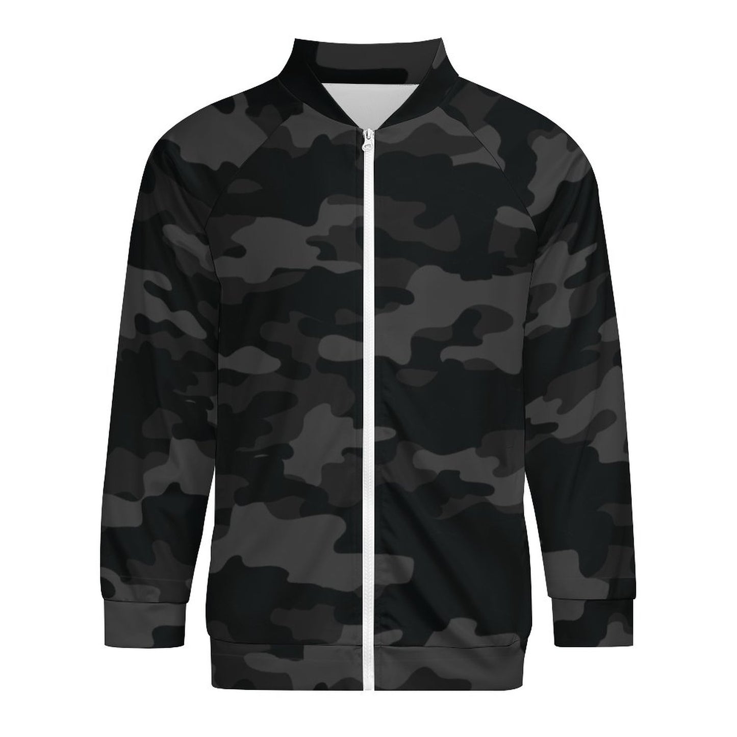 Camo Shirt | Raglan Zip-up | Black Camouflage