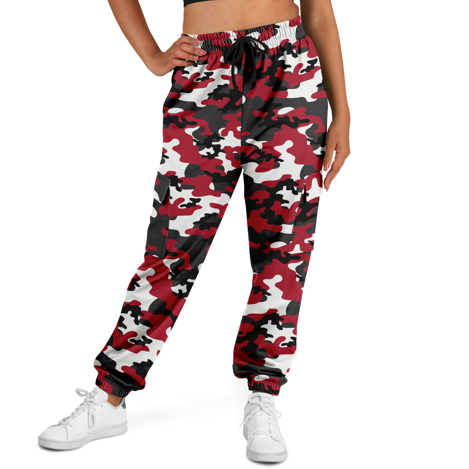 Red Camo Cargo Pants | MIxed Jungle Green, Black, & White