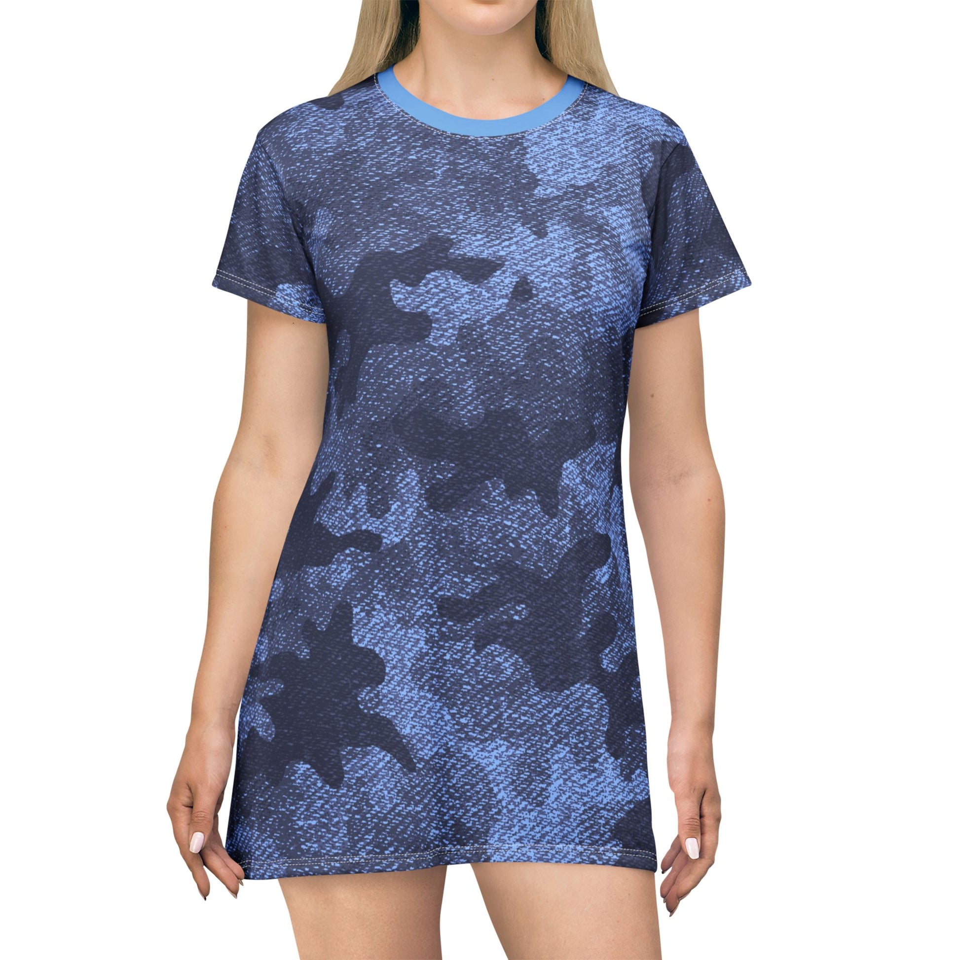 Camo T-Shirt Dress | Denim Blue Camouflage