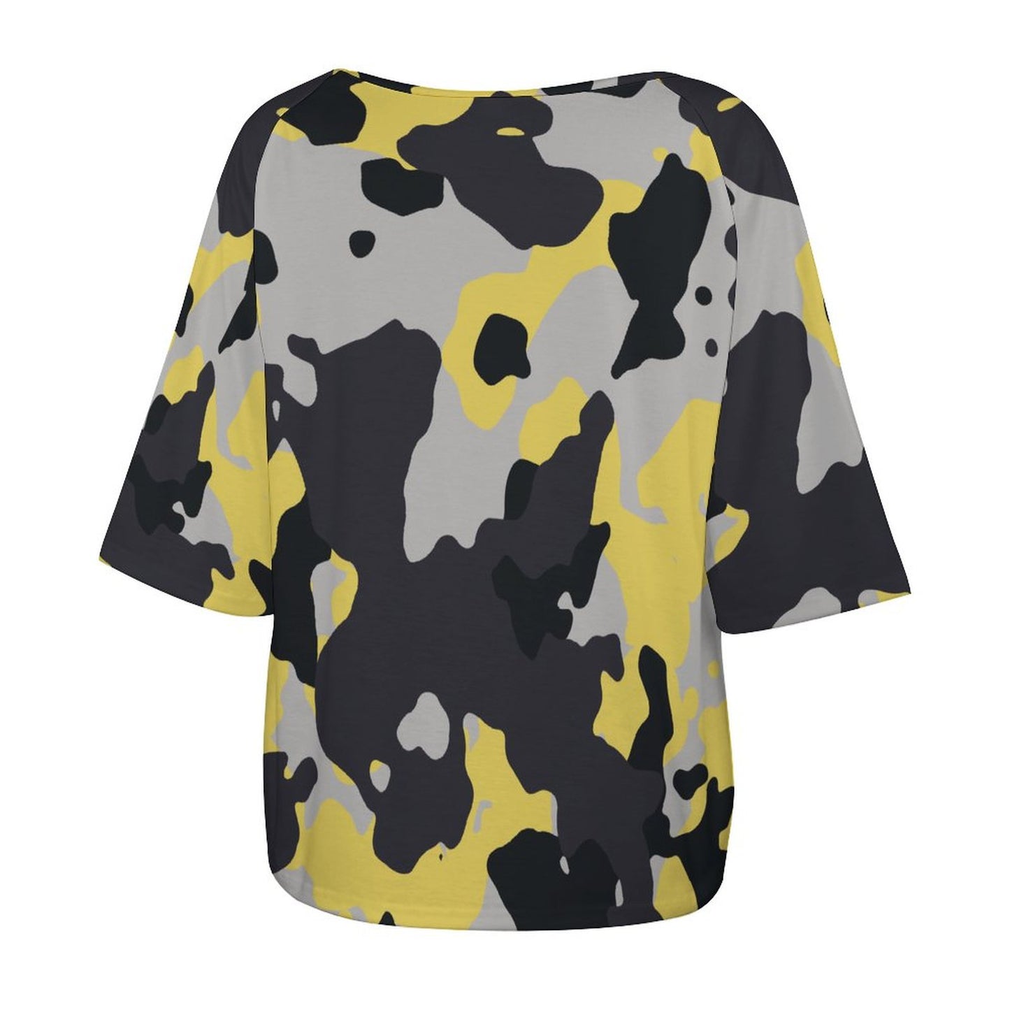 Off The Shoulder Top | Yellow, Black & Silver Camouflage