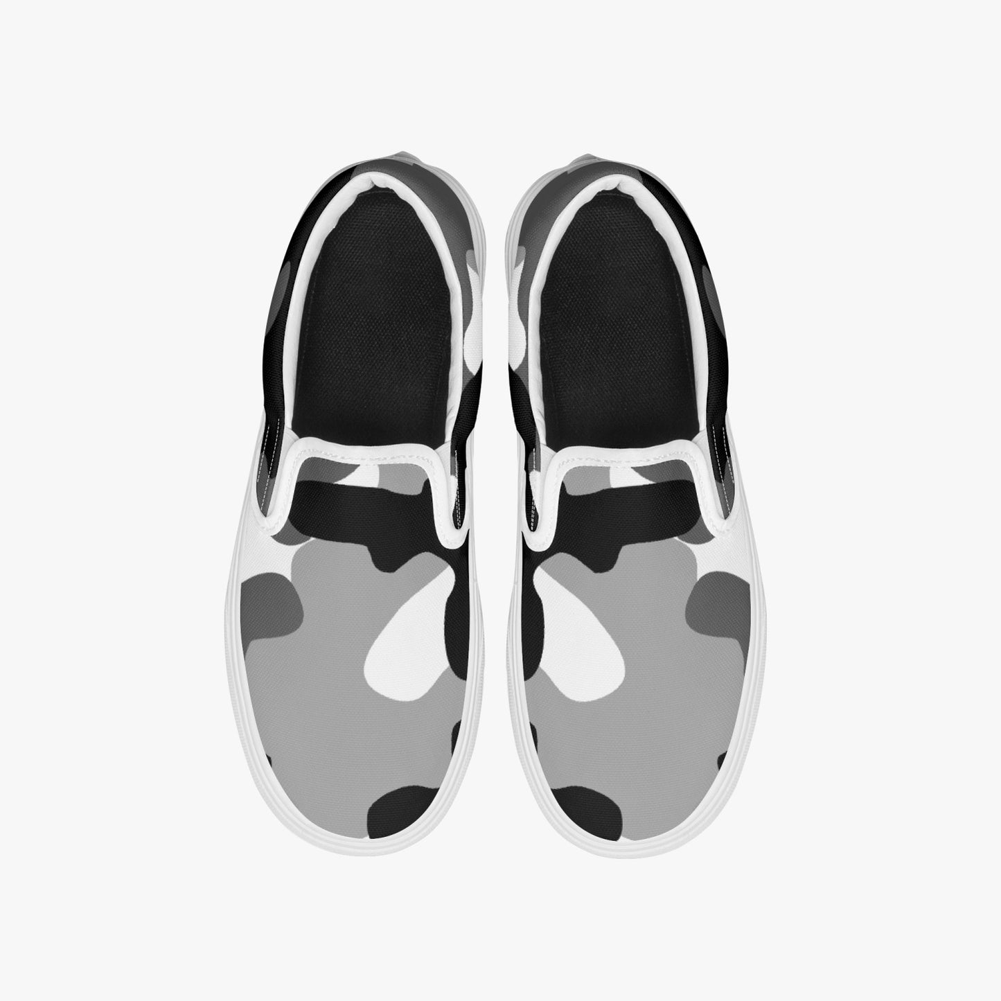 Camo Slip-On Shoes | Gray, Black, and White Camouflage