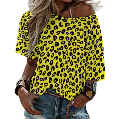 Off The Shoulder Top | Leopard Print | Yellow & Black Shirt