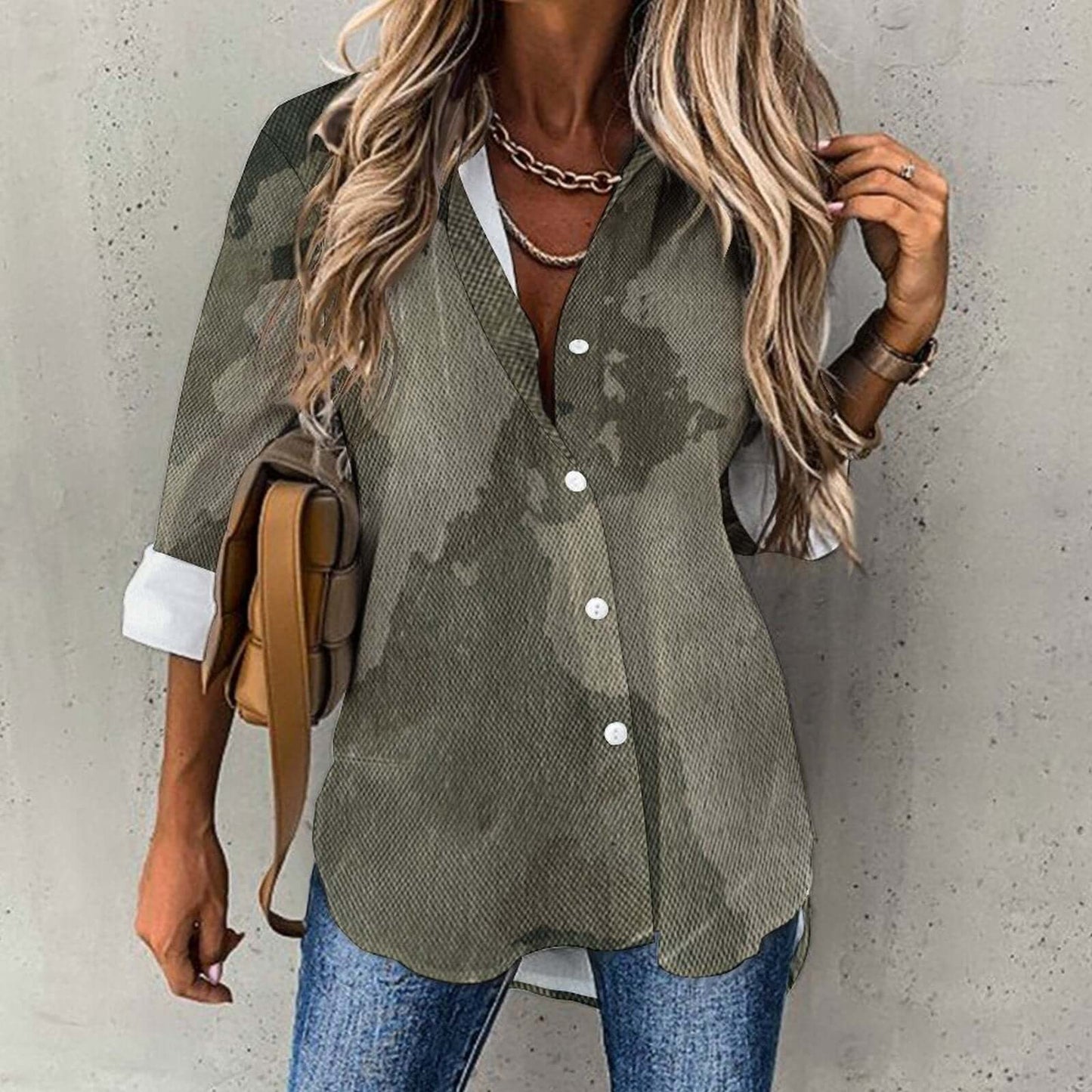 Women's Button-Up Camo Shirt | Dirty Brown