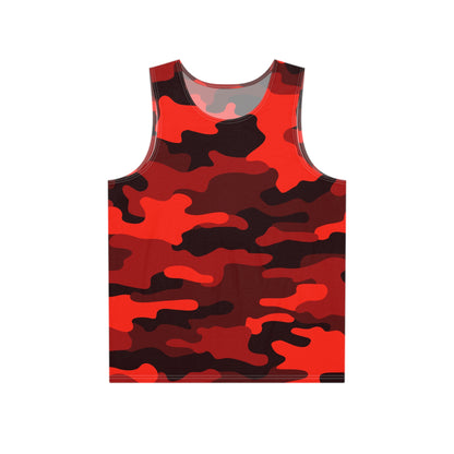 Men's Camo Tank Top | Scarlet Red and Black | Loose Fit