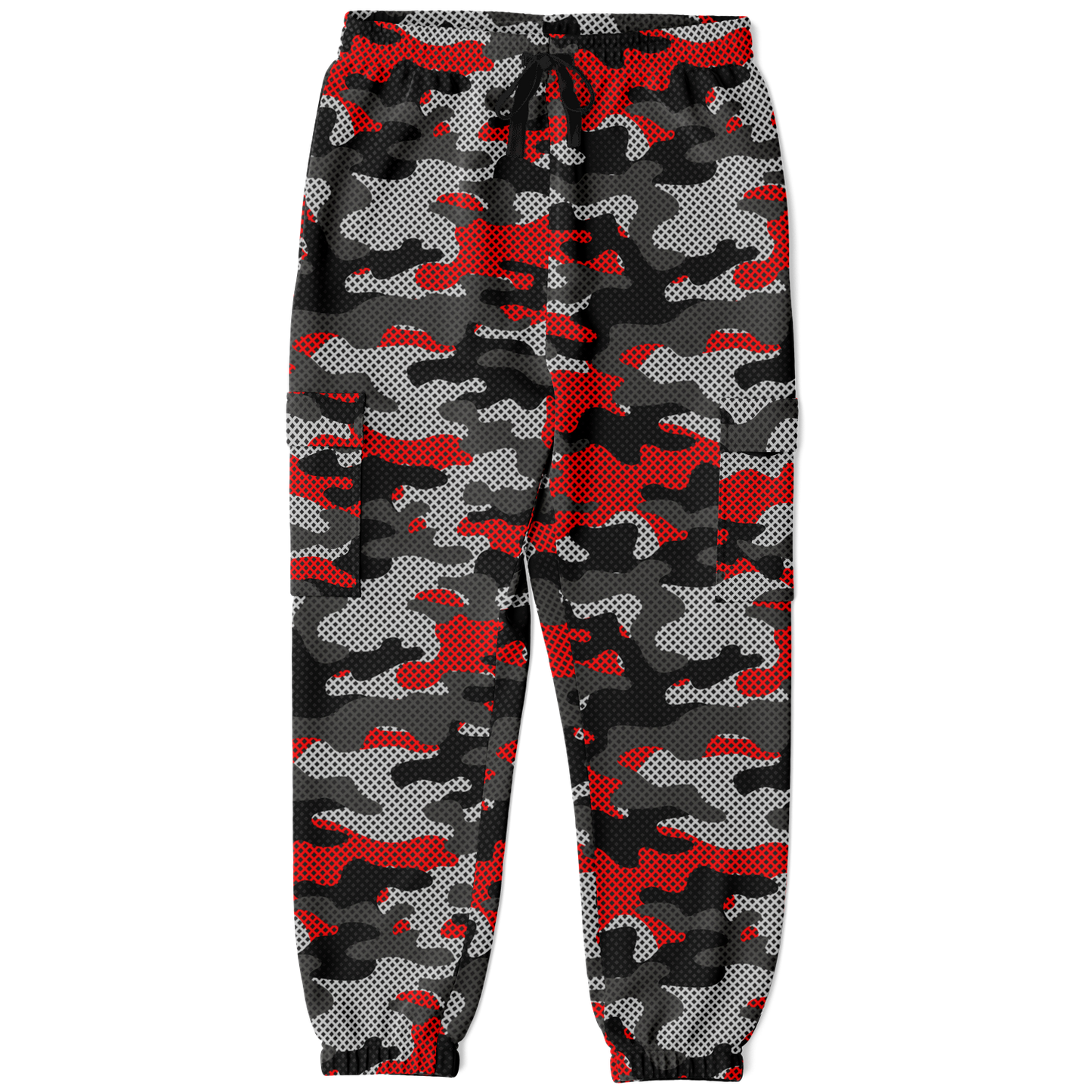 Red Camo Cargo Pants | Mixed Black and Gray Pixel Camouflage