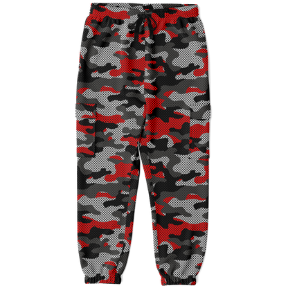 Red Camo Cargo Pants | Mixed Black and Gray Pixel Camouflage