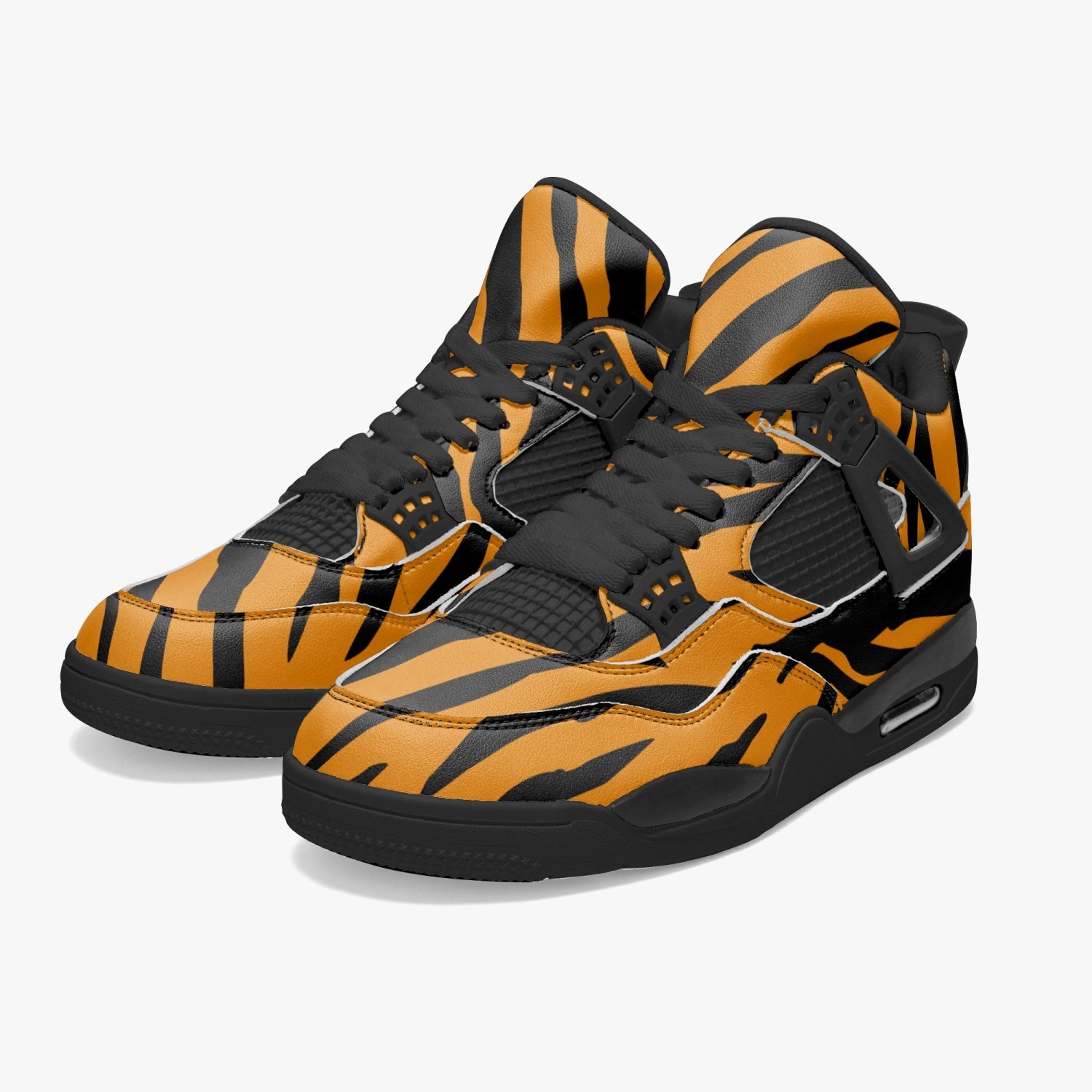 Tiger Jordans AJ4 | Orange and Black High-top Sneakers