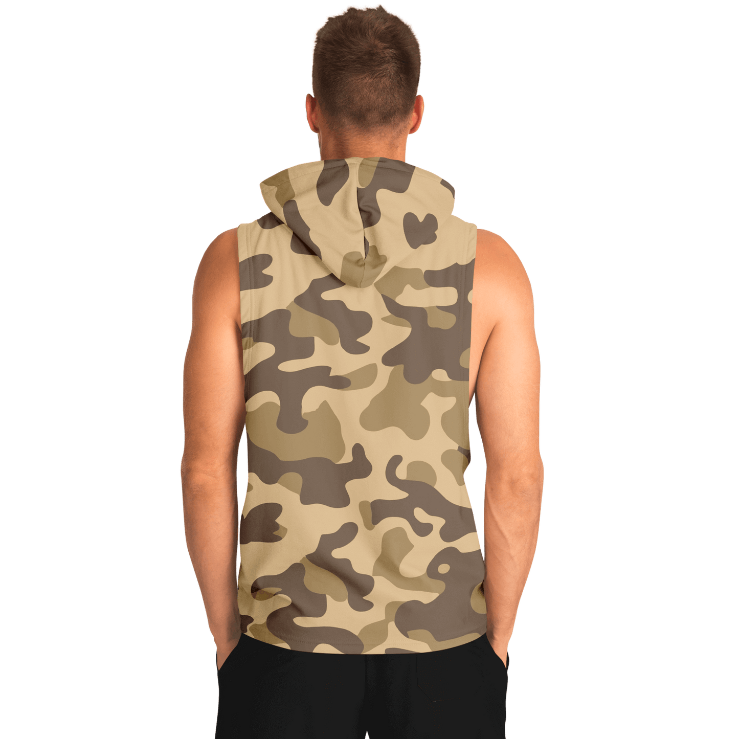 Sleeveless Hoodie | Khaki Camouflage