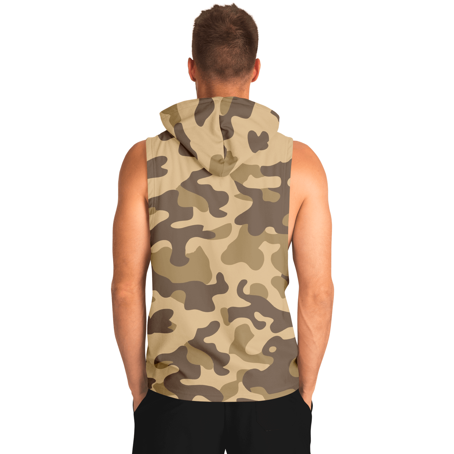 Sleeveless Hoodie | Khaki Camouflage