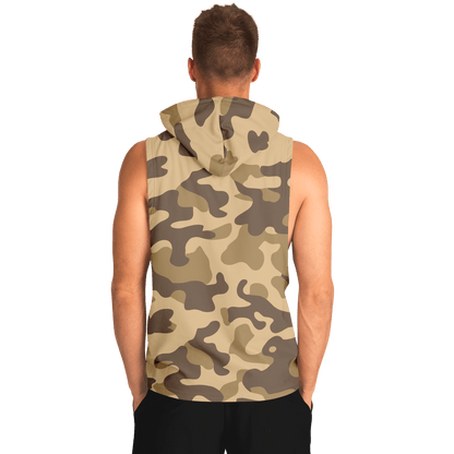 Sleeveless Hoodie | Khaki Camouflage