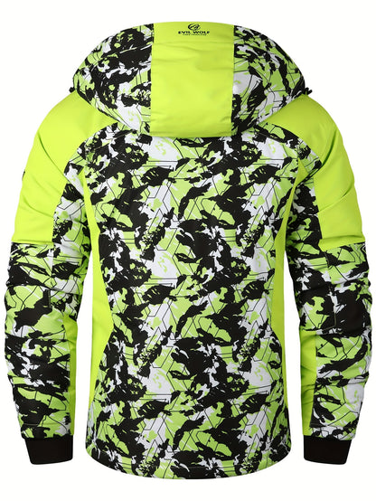 Camo Ski Jacket for Men: Hooded, Insulated, Regular Fit Outerwear