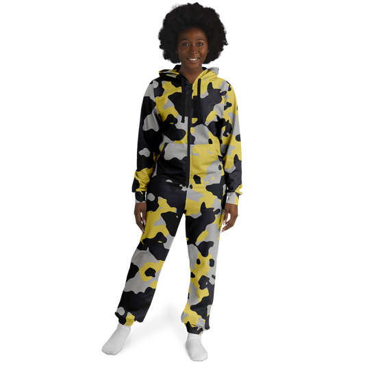 Camo Onesie | Yellow, Black and Silver Camouflage