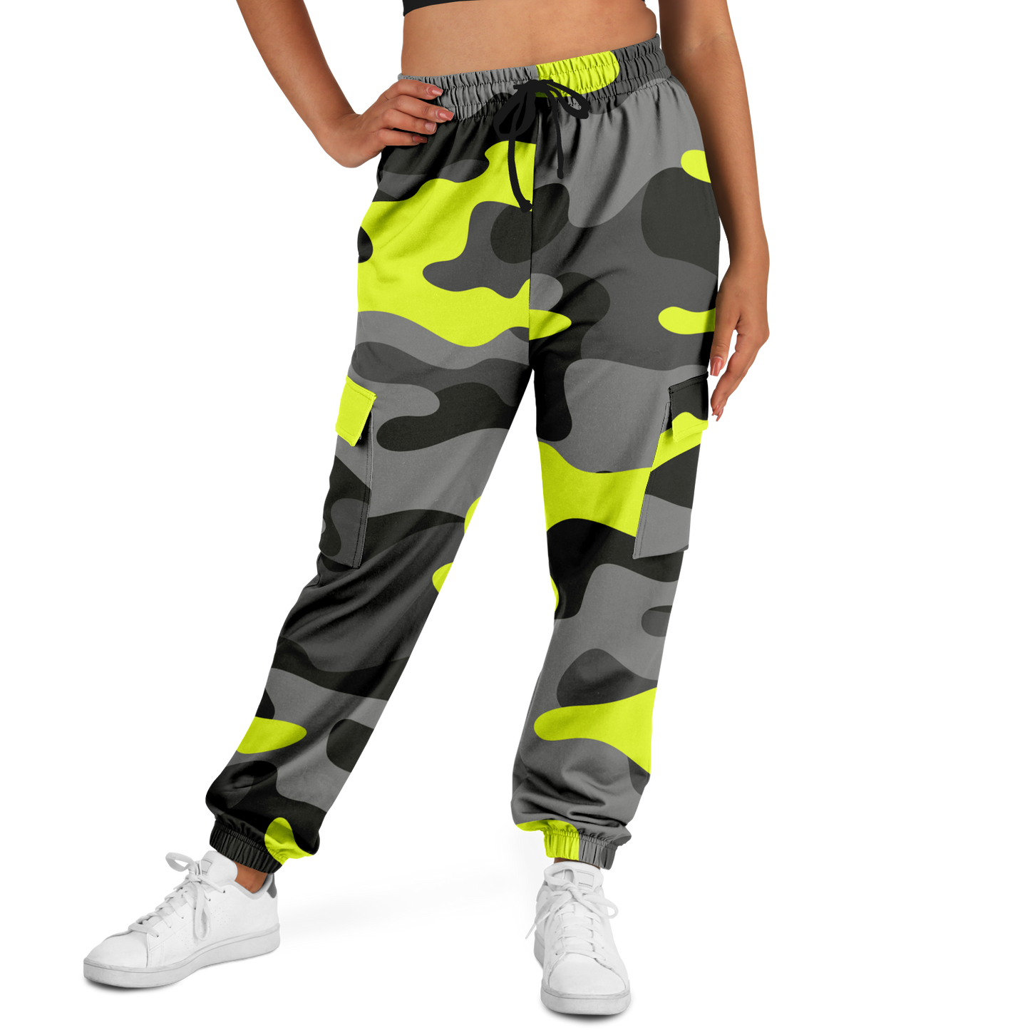 Camo Cargo Pants | Unisex | Black, Gray & Yellow Camouflage