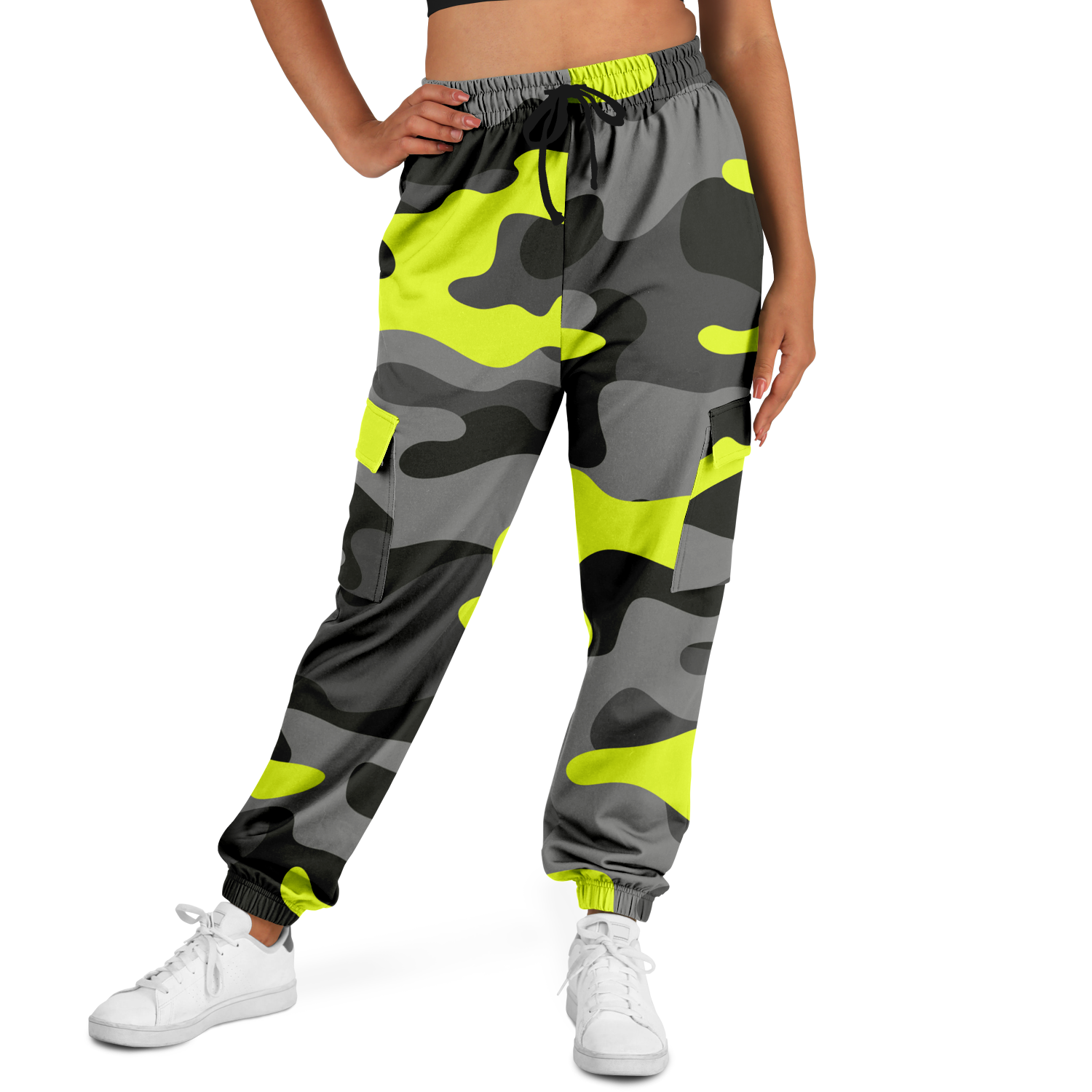 Camo Cargo Pants | Unisex | Black, Gray & Yellow Camouflage