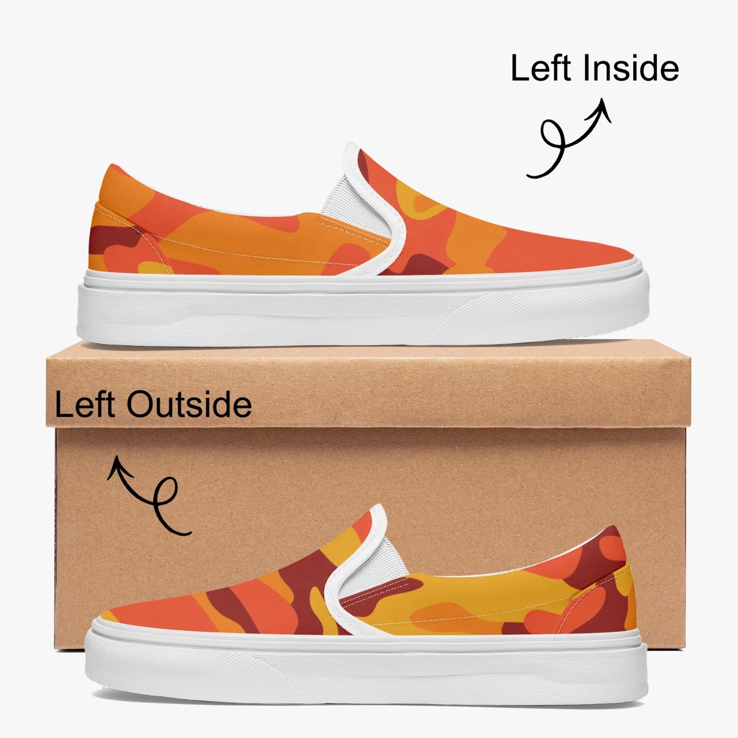 Camo Slip-On Shoes | Orange and Red Camouflage