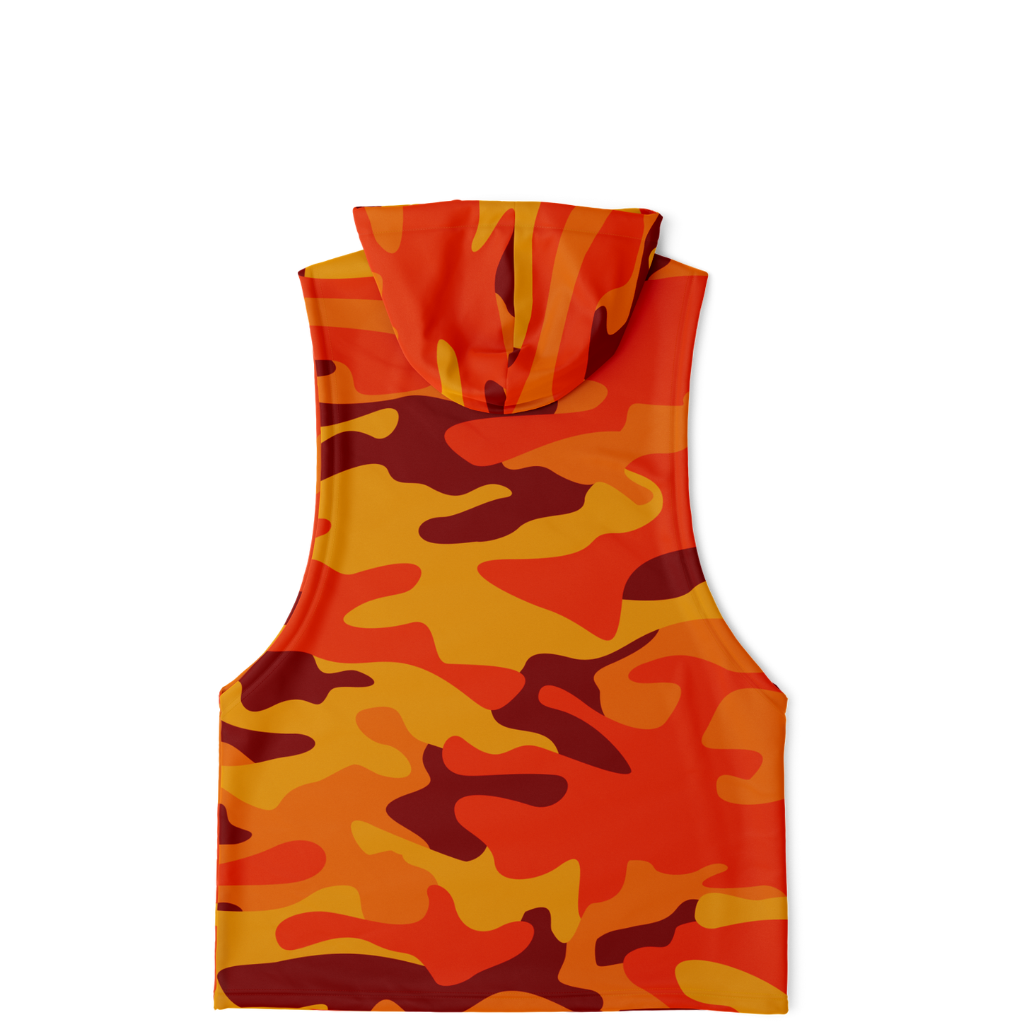 Sleeveless Hoodie | Orange & Red Camouflage