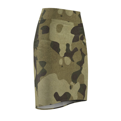 Camo Mini Skirt | Pencil Cut | Green Fabric