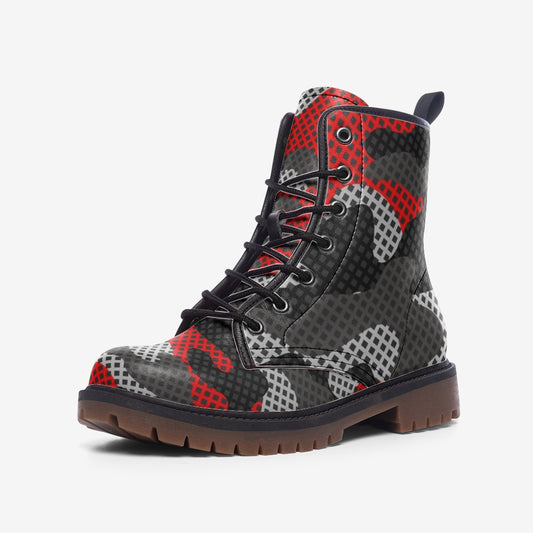 Red Camo Boots | Mixed Black and Gray Pixel Camouflage