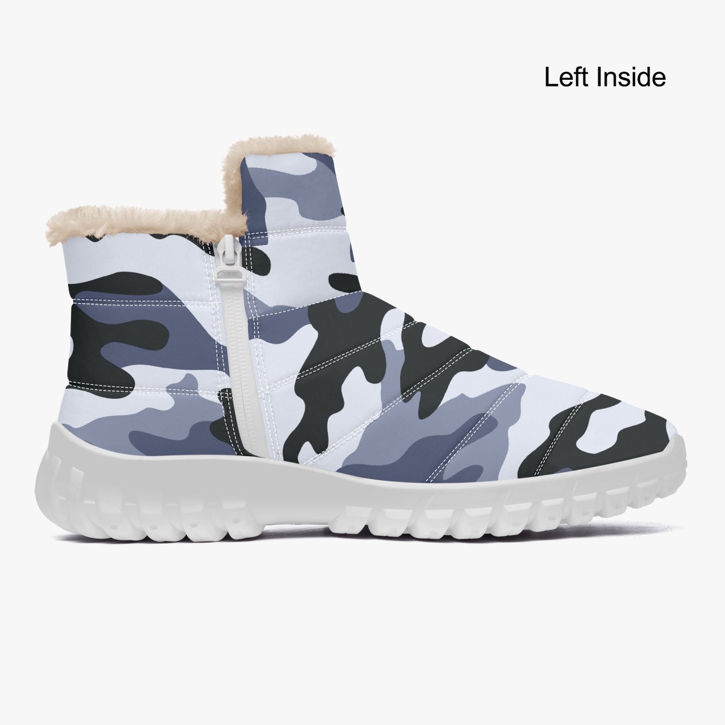 Camo Boots | Cotton-pad Fur Zipper Up | Light Blue