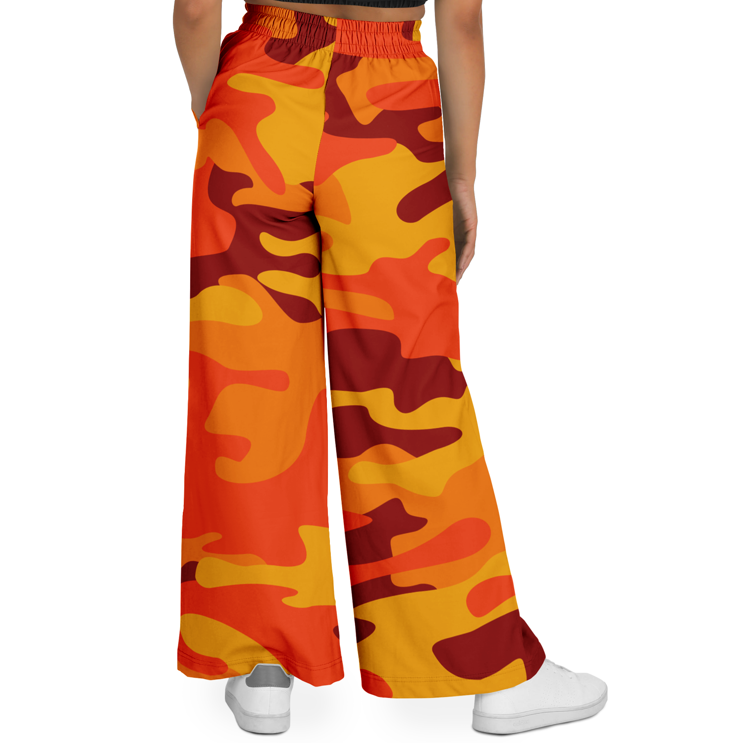 Camo Wide Leg Pants | Orange & Red Camo