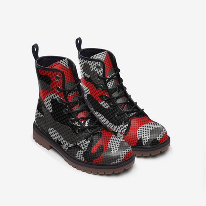 Red Camo Boots | Mixed Black and Gray Pixel Camouflage