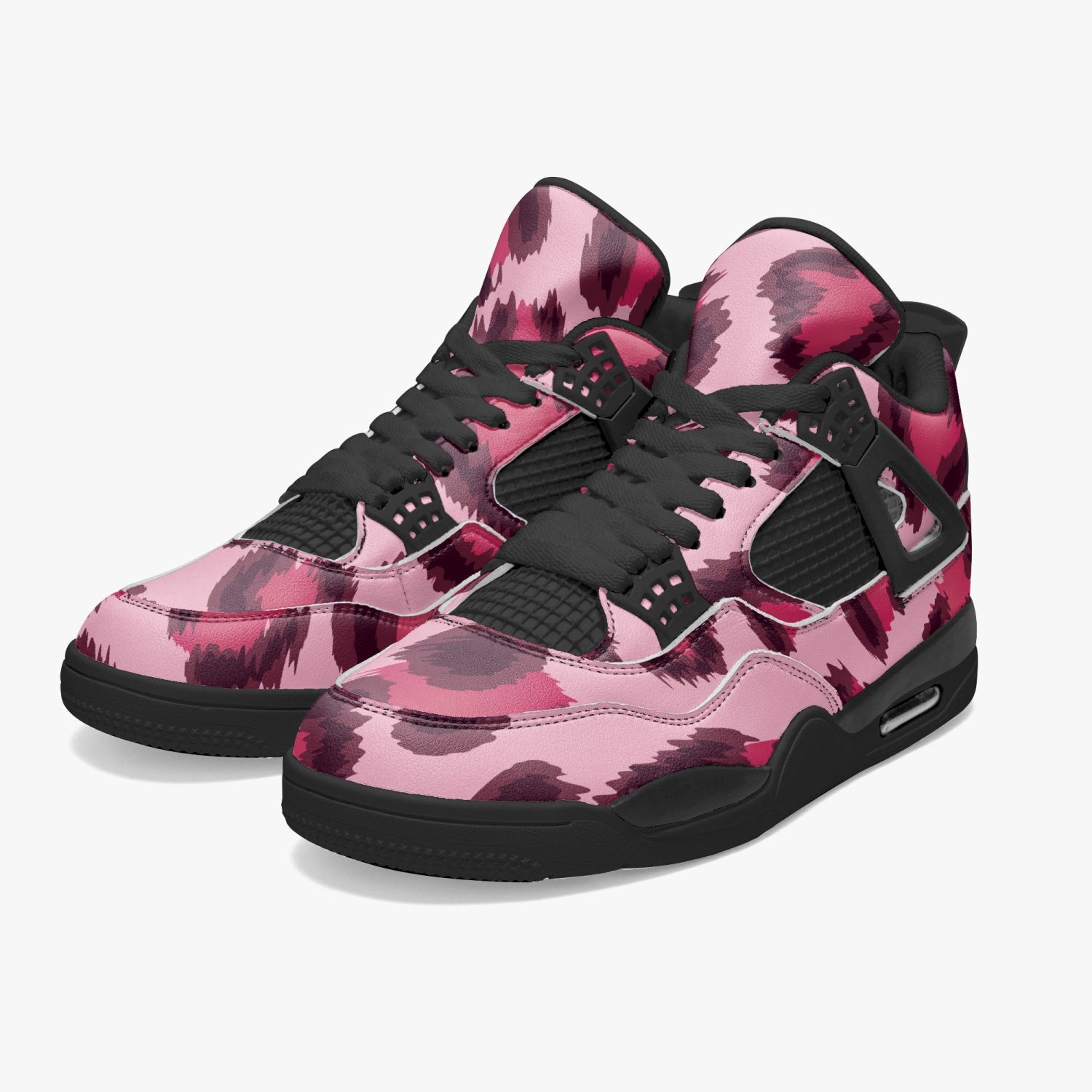 Leopard Jordans AJ4 | Pink, Cherry and Black Pattern