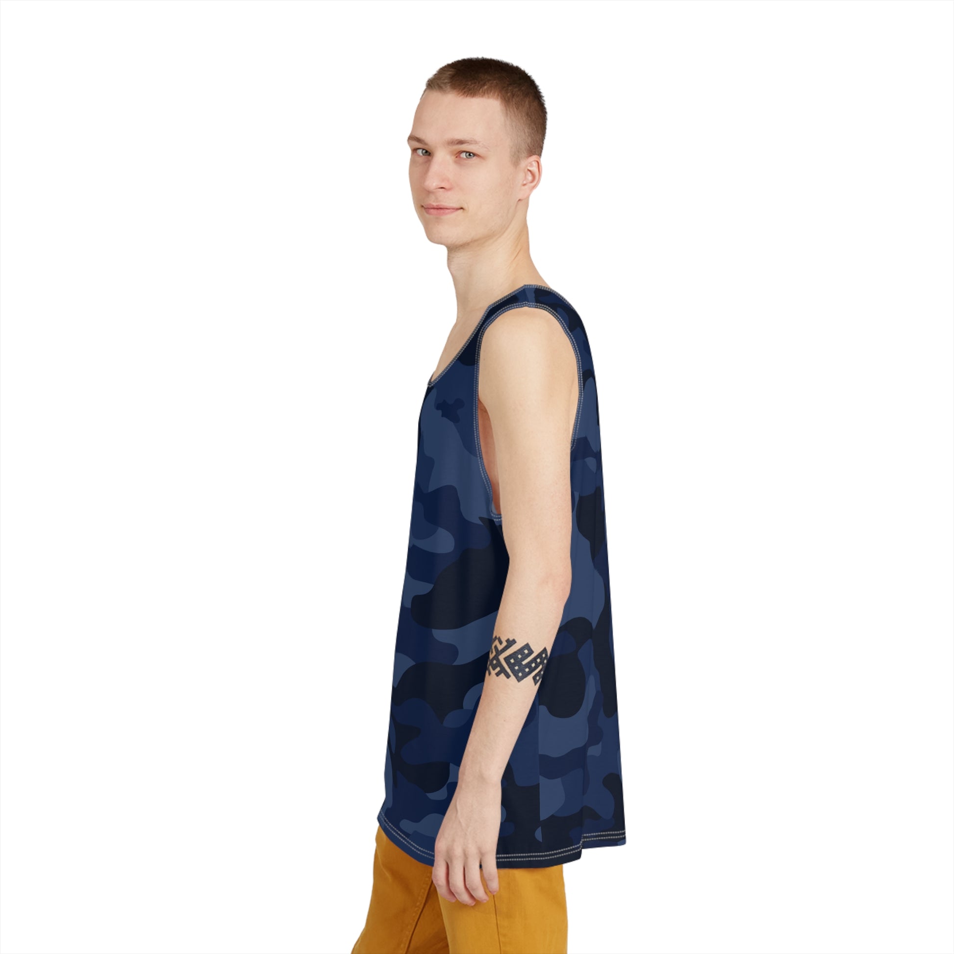 Men's Camo Tank Top | Deep Blue Camouflage | Loose Fit