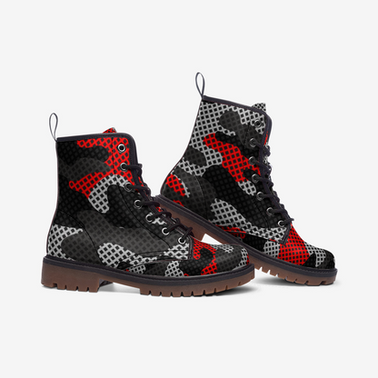 Red Camo Boots | Mixed Black and Gray Pixel Camouflage