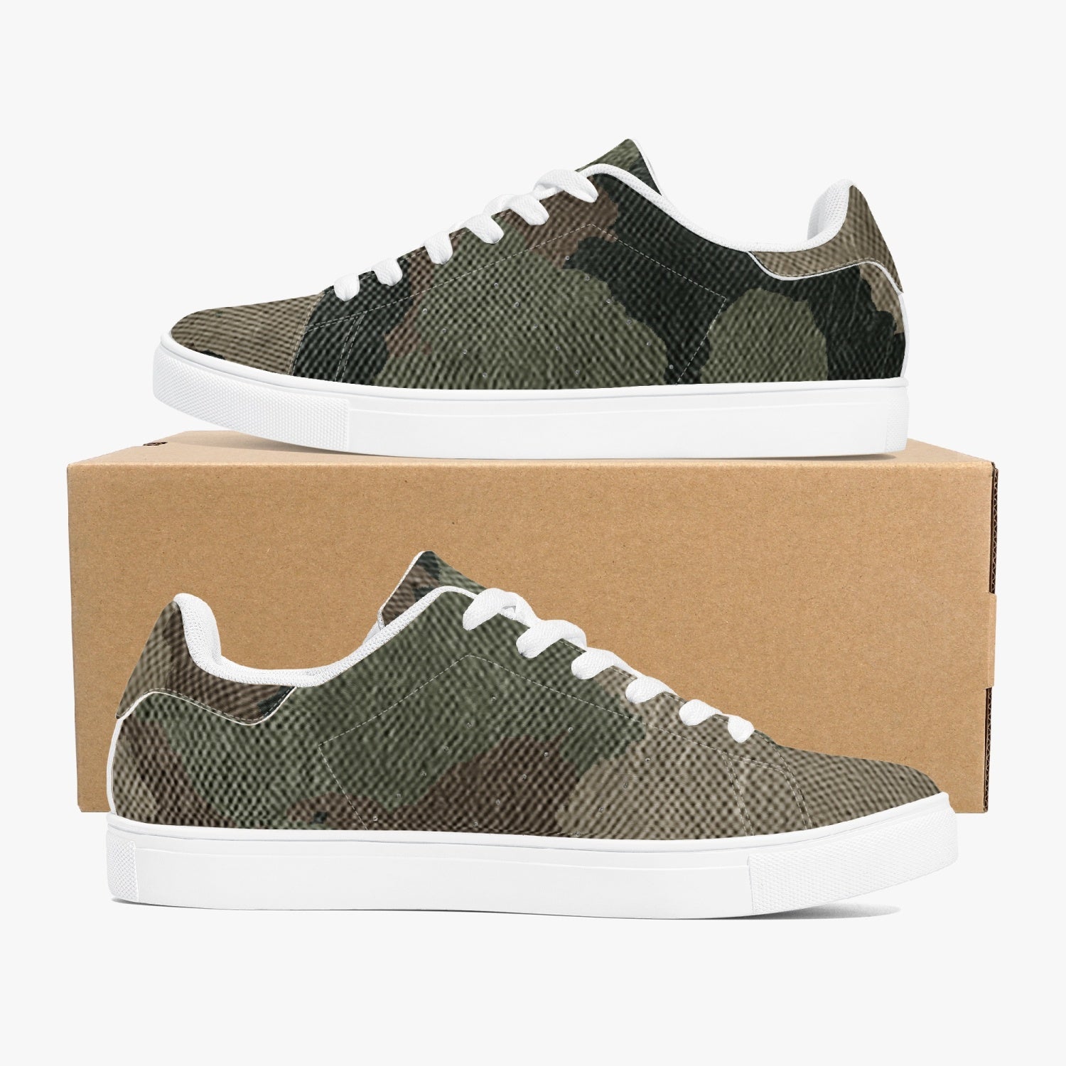 Camo Sneakers | Classic Low-Top Leather | Dirty Brown