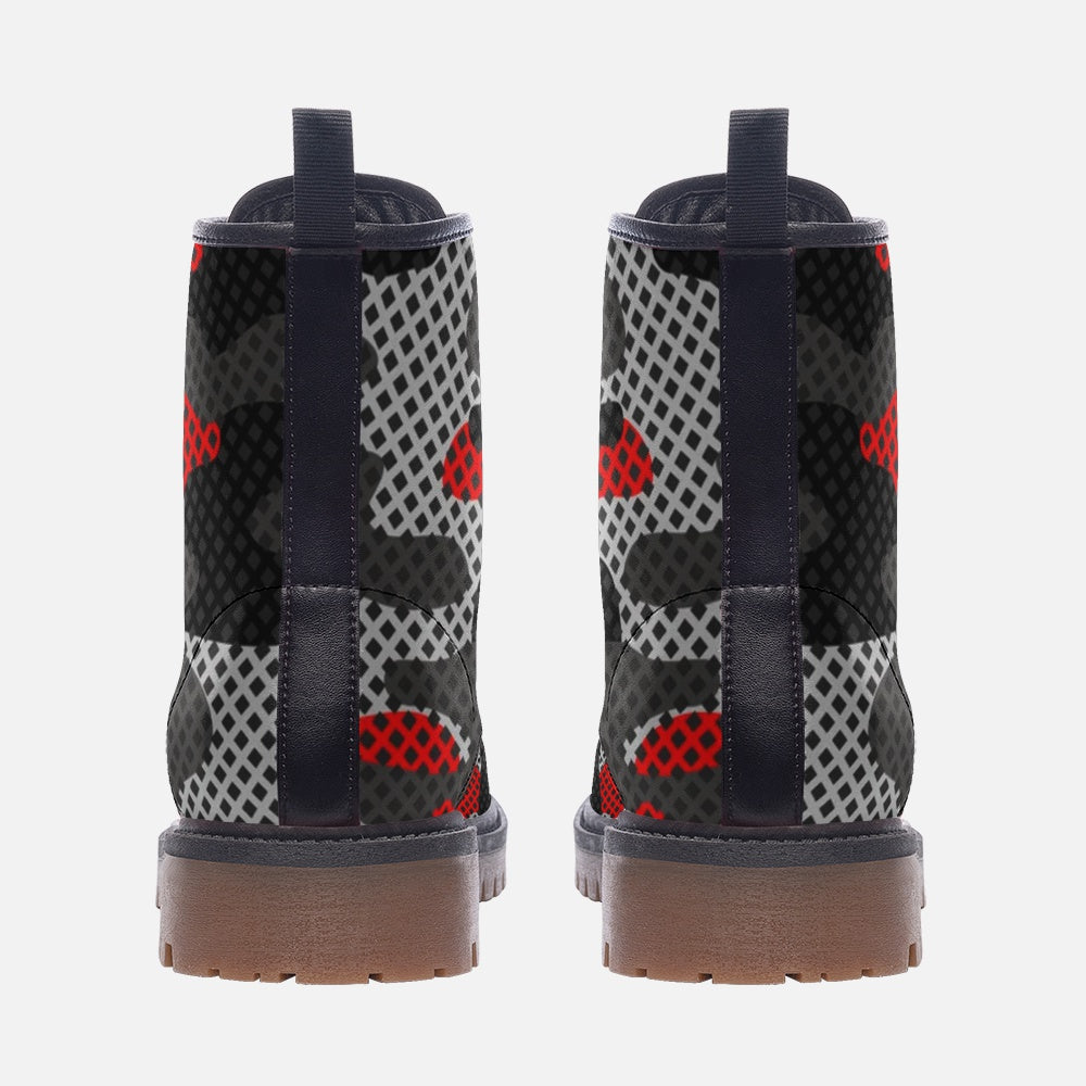 Red Camo Boots | Mixed Black and Gray Pixel Camouflage