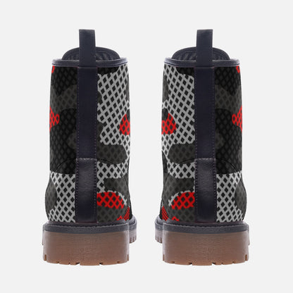 Red Camo Boots | Mixed Black and Gray Pixel Camouflage