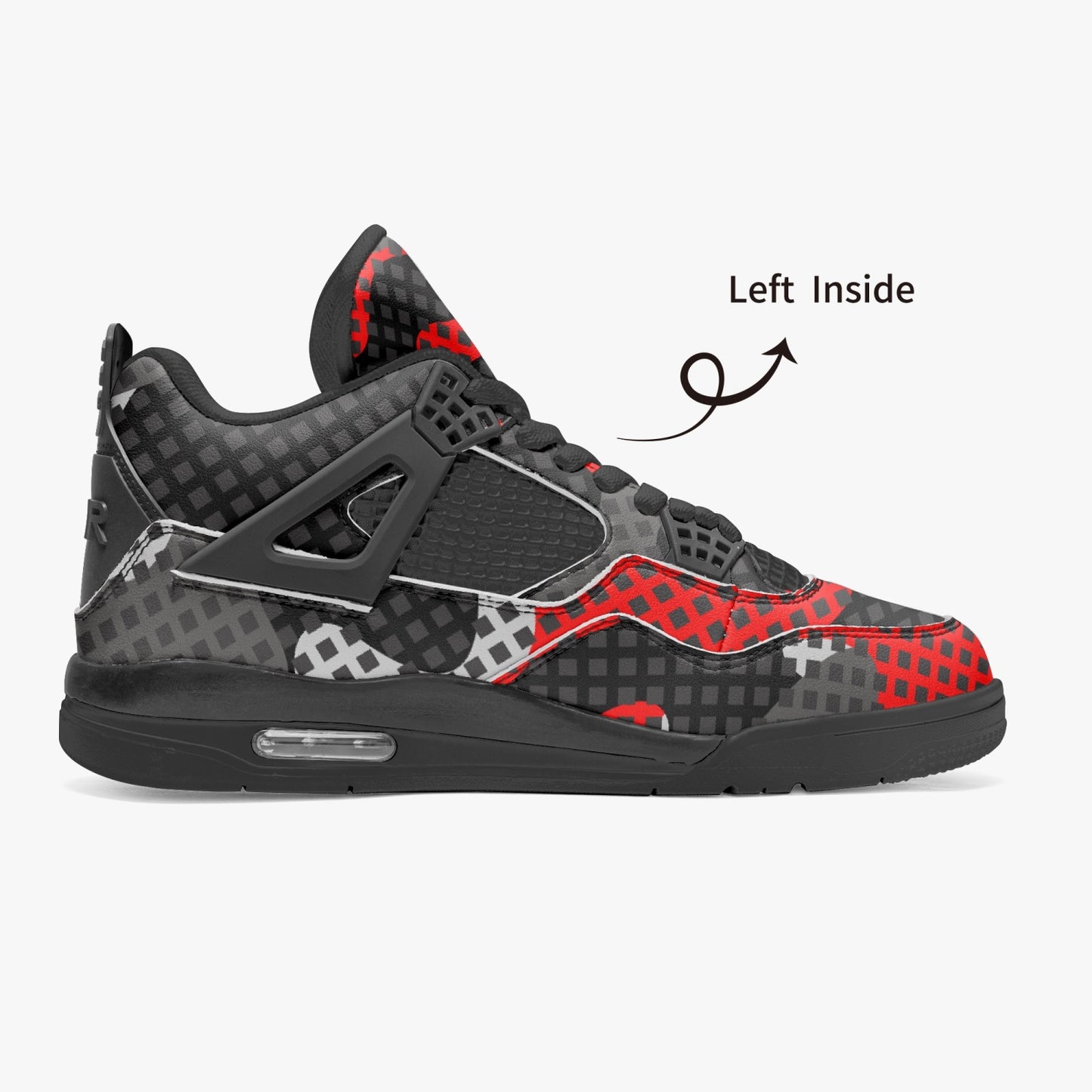 Camo Jordans AJ4 | Mixed Red, Gray & Black Pixel Camouflage