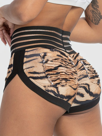 Camo Lace Stripes Sports Shorts: Butt Lifting, Yoga Shorts with Pocket