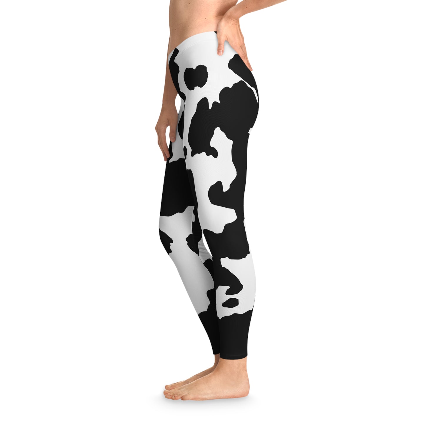 Black & White Camo Leggings For Women | Mid Waist Fit