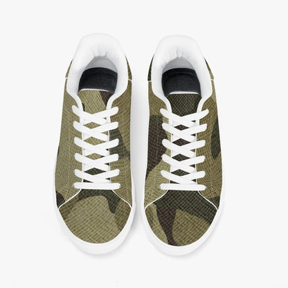 Camo Sneakers | Classic Low-Top Leather | Green Fabric