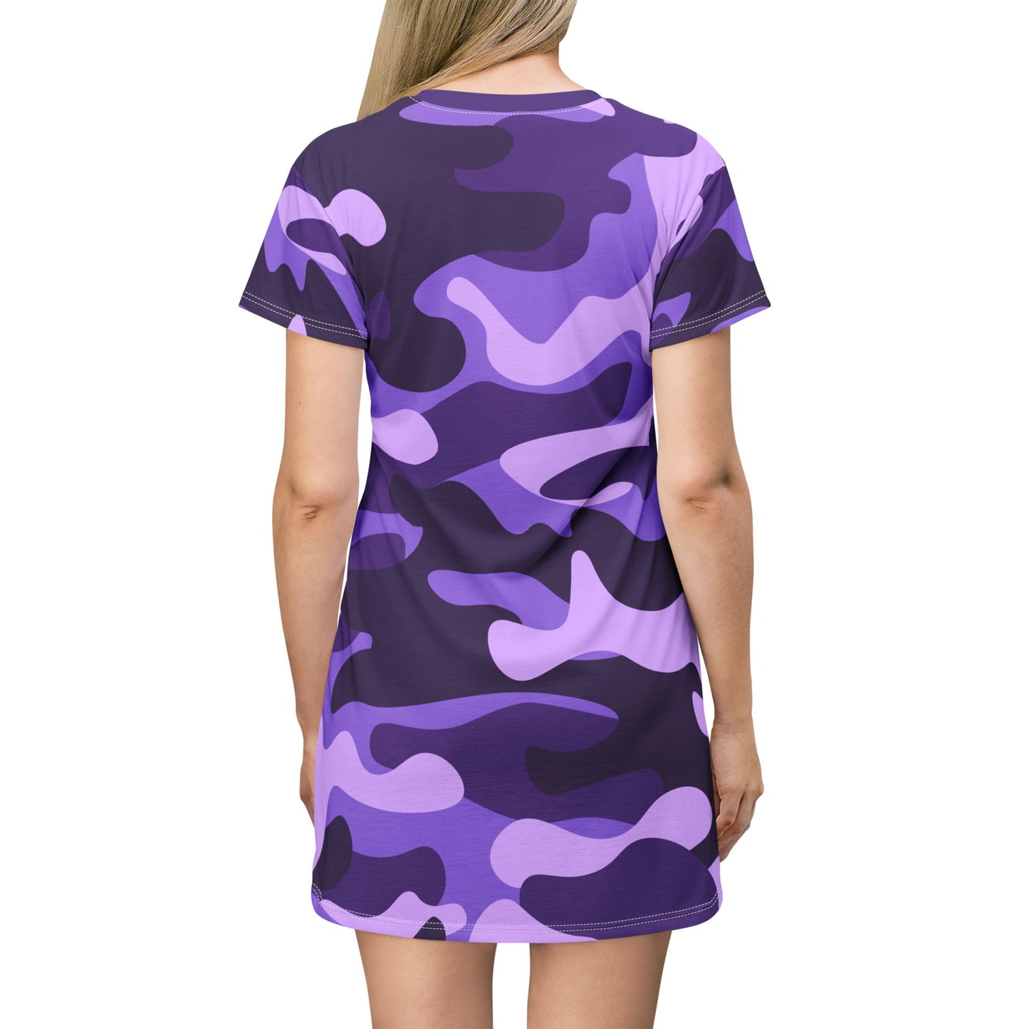 Camo T-Shirt Dress | Purple, Blue, and Mauve Camouflage