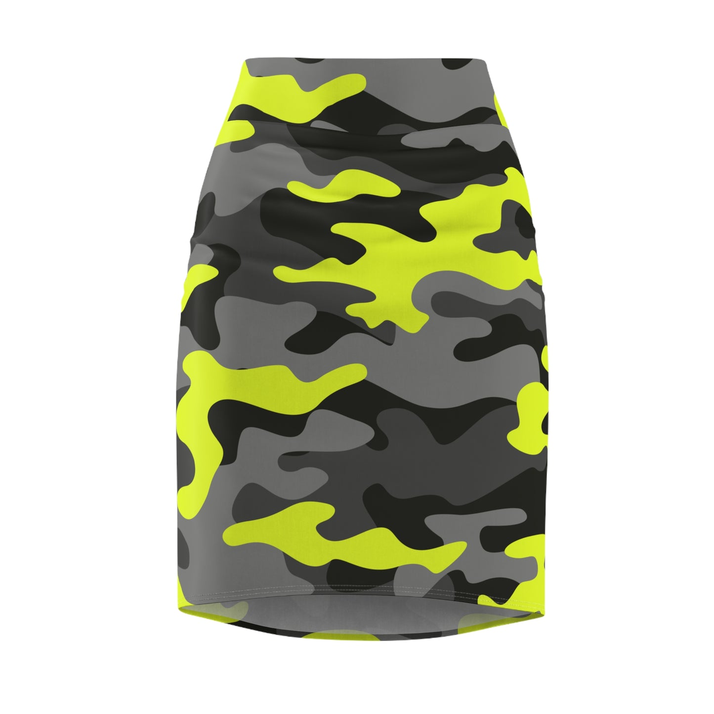 Camo Mini Skirt | Pencil Cut | Yellow, Black & Gray