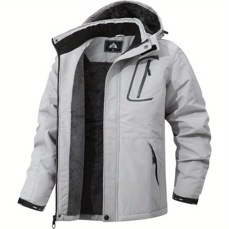 Men's Mountain Coat, Super Warm Fleece, Snow Hooded Jacket